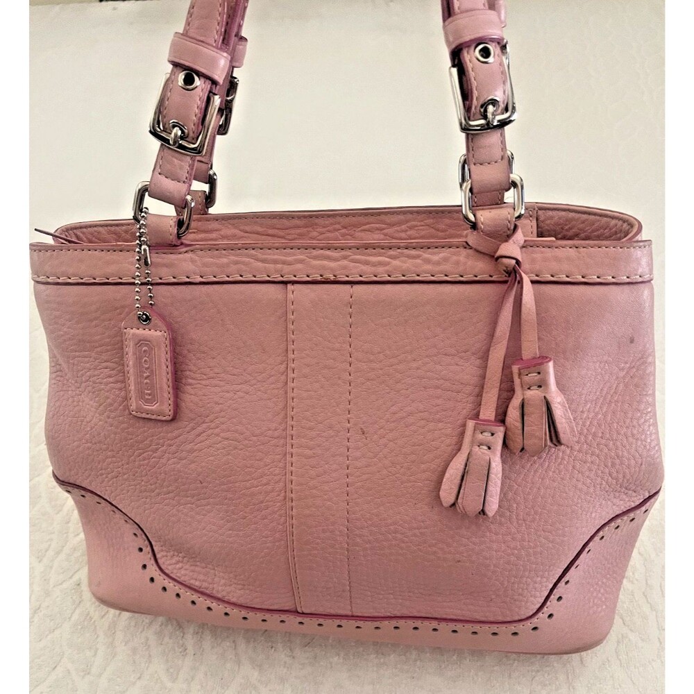 VINTAGE COACH Hamptons Pebbled Leather Bag Tassel Carryall Satchel Style 5055